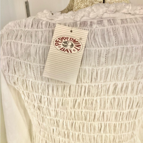 PEPPERMINT BAY white sheer smocked tunic - Picture 4 of 7